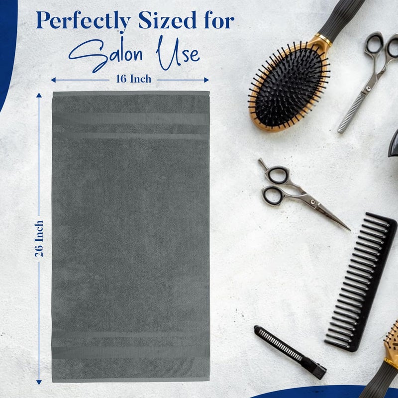 DAN RIVER 100% Cotton Salon Towels Set â€“ 16x26 inches, Pack of 24, Highly Absorbent and Quick-Dry Towels for Hand, Salon, Spa, Beauty, Gyms and Home Hair Care, Grey - Image 5